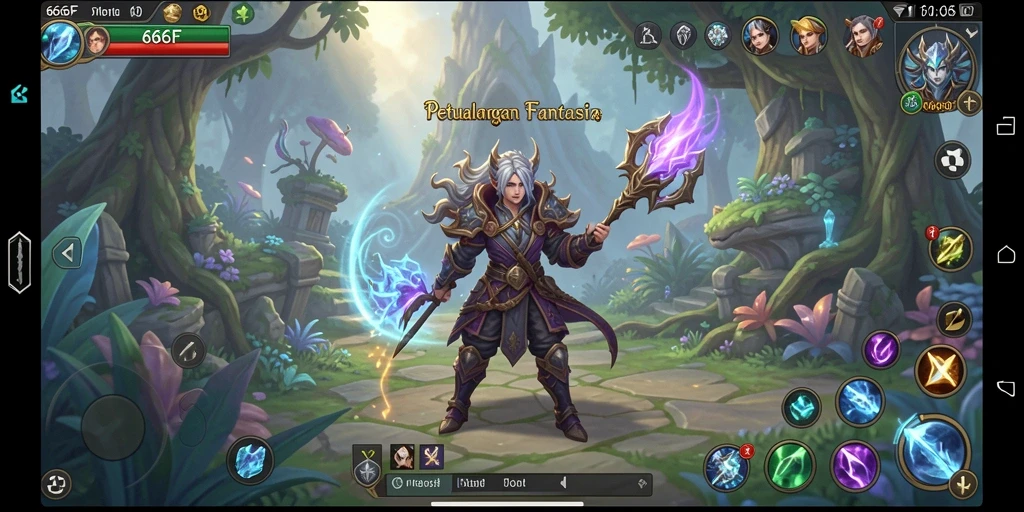 Tampilan gameplay 666F menampilkan pertarungan epik dan petualangan di dunia fantasi.
