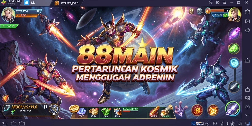 Tampilan seru pertarungan di arena 88MAIN dengan karakter unik.