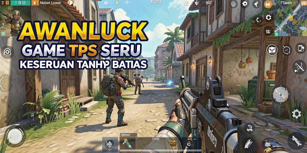 Screenshot utama AWANLUCK menampilkan aksi gameplay TPS yang mendebarkan.
