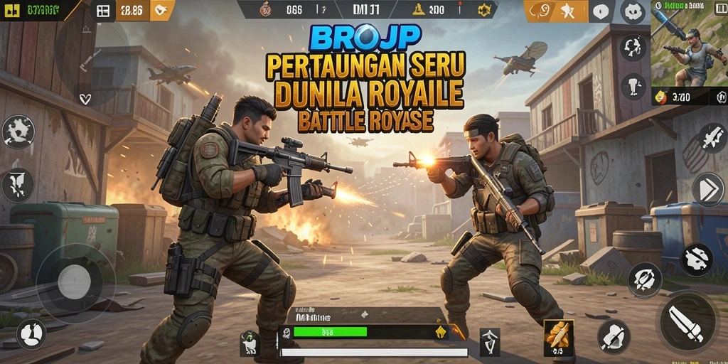 Tampilan seru gameplay BROJP dalam pertempuran Battle Royale.