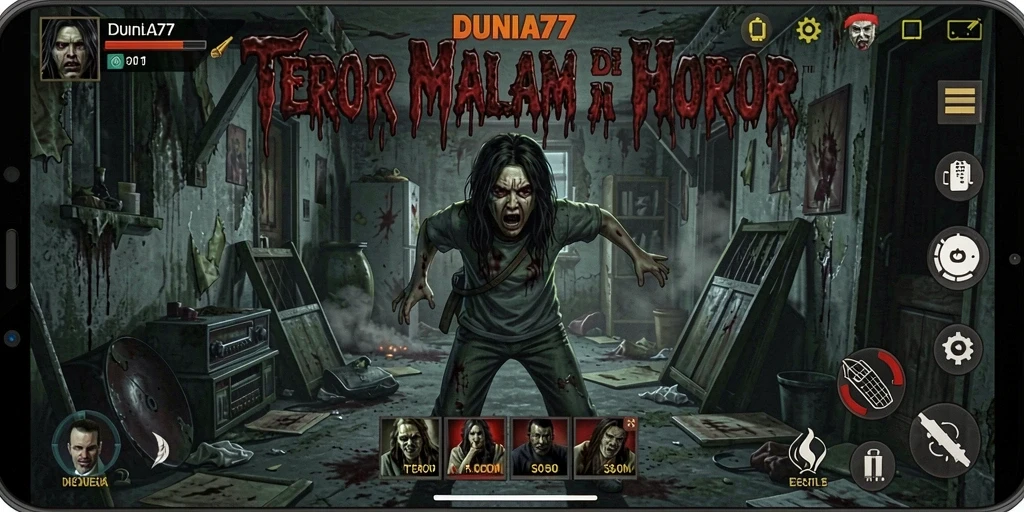 Screenshot menampilkan ketegangan gameplay DUNIA77 dengan suasana Horror.