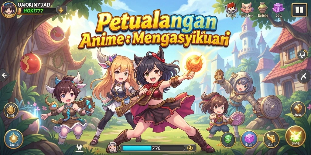 Tampilan permainan HOKI777 yang seru dengan karakter anime.