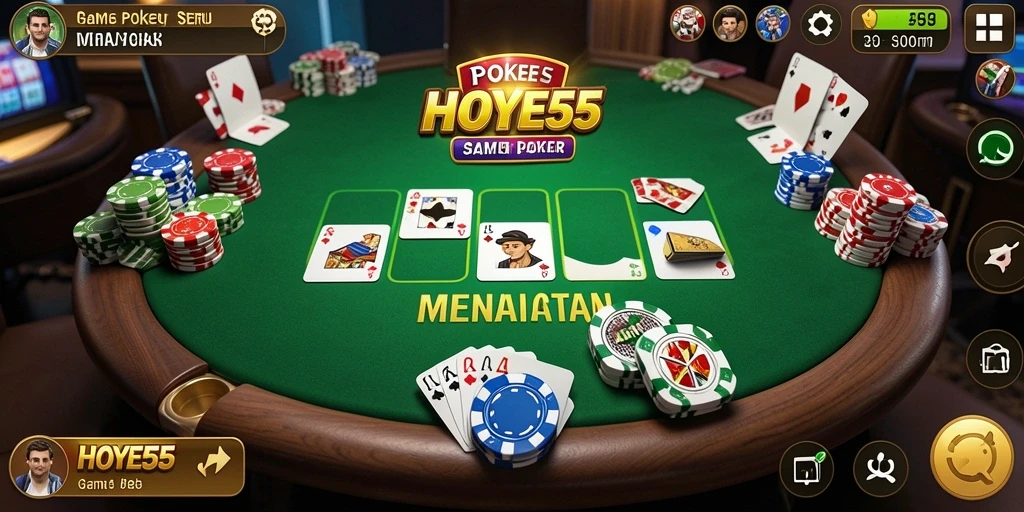 Tampilan menawan dan gameplay seru di HOYE55 saat bermain Poker.