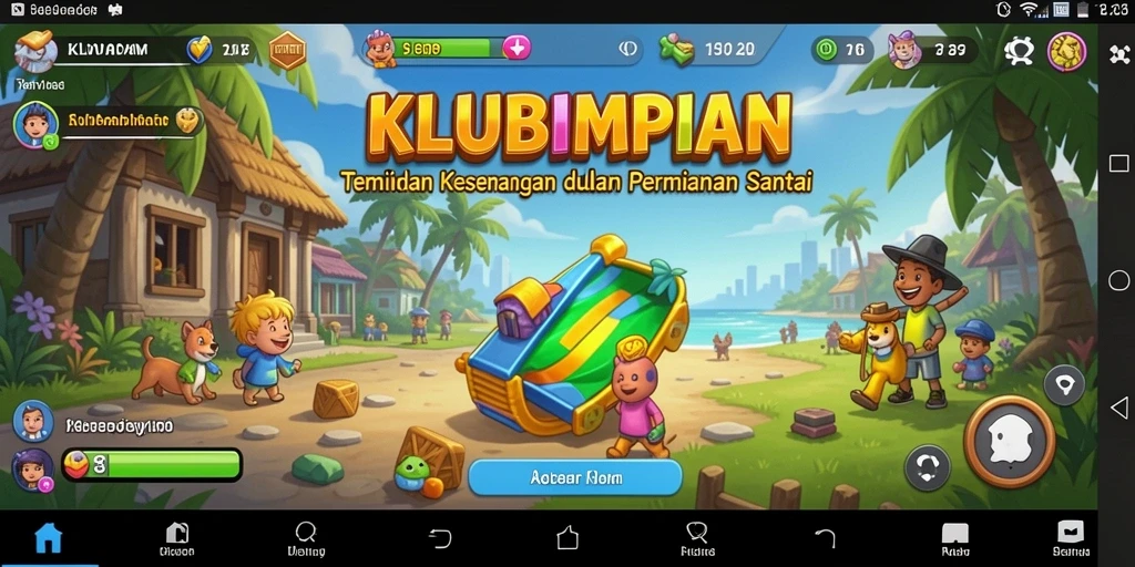 Tampilan gameplay KLUBIMPIAN yang penuh warna dan menyenangkan.