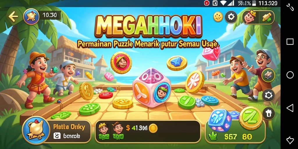 Screenshot gameplay MEGAHOKI menampilkan tantangan puzzlenya.