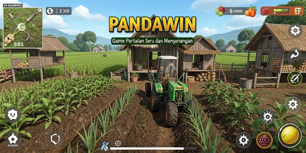 Tampilan gameplay seru di dunia bertani yang menawan.
