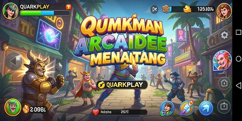 Tampilan gameplay QUARKPLAY yang penuh warna dan menantang.