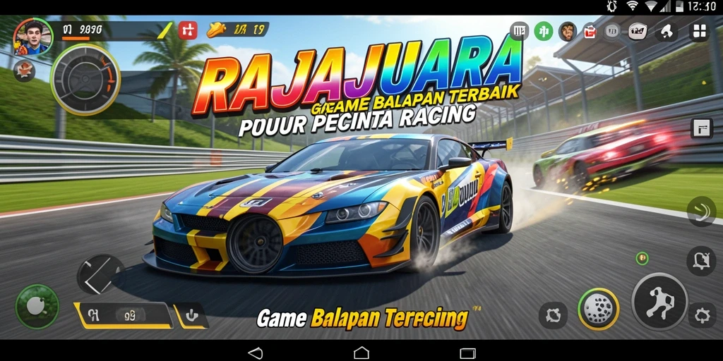 Screenshot gameplay RAJAJUARA yang menunjukkan aksi balap seru.