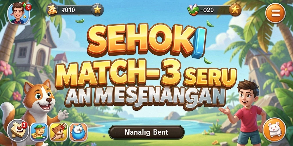 Tampilan gameplay SEHOKI dengan blok warna-warni yang saling terhubung.
