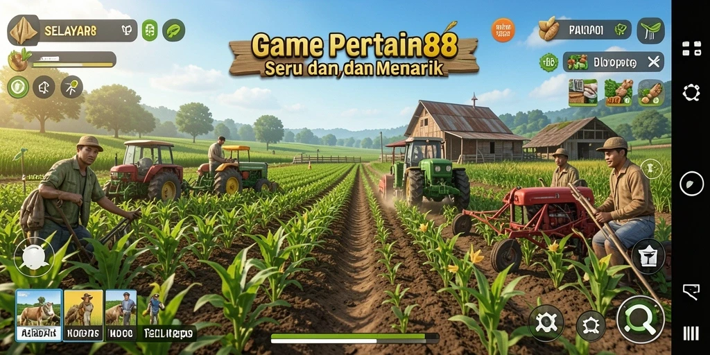 Screenshot utama SELAYAR88 menampilkan gameplay pertanian yang asyik.