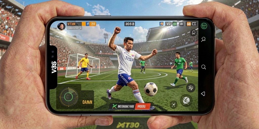 Tampilan gameplay VT38 yang menarik dengan aksi olahraga yang seru.