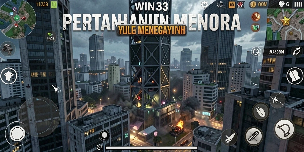 Gameplay menegangkan WIN33 yang menampilkan pertahanan menara.