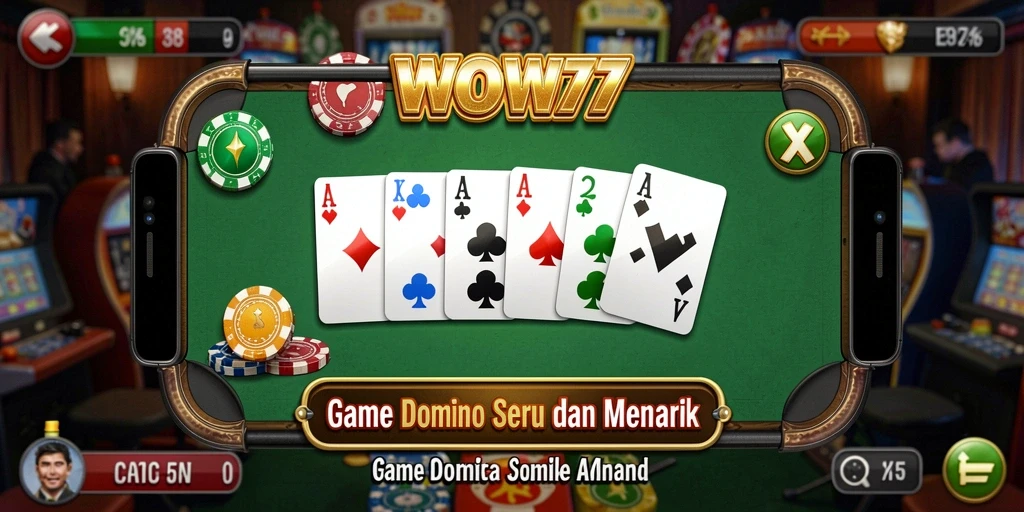 Tampilan seru gameplay WOW77 dengan berbagai mode permainan Domino.